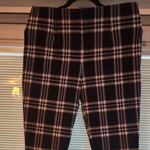 Slim Factor by Investments Ponte Knit No Waist Slim Straight Sketch Plaid Pants